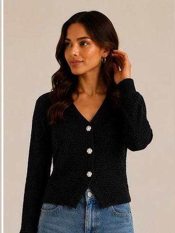 Gilet noir bouton argenté