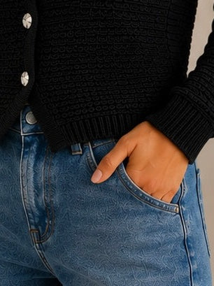 Gilet noir bouton argenté